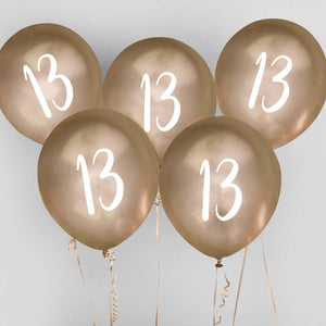 Metallic Mix Up  Gold Number 13 Latex 30cm Balloons