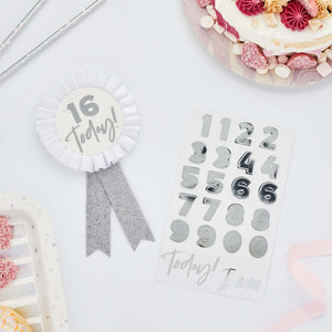 Metallic Mix Up Silver Customisable Birthday Badge