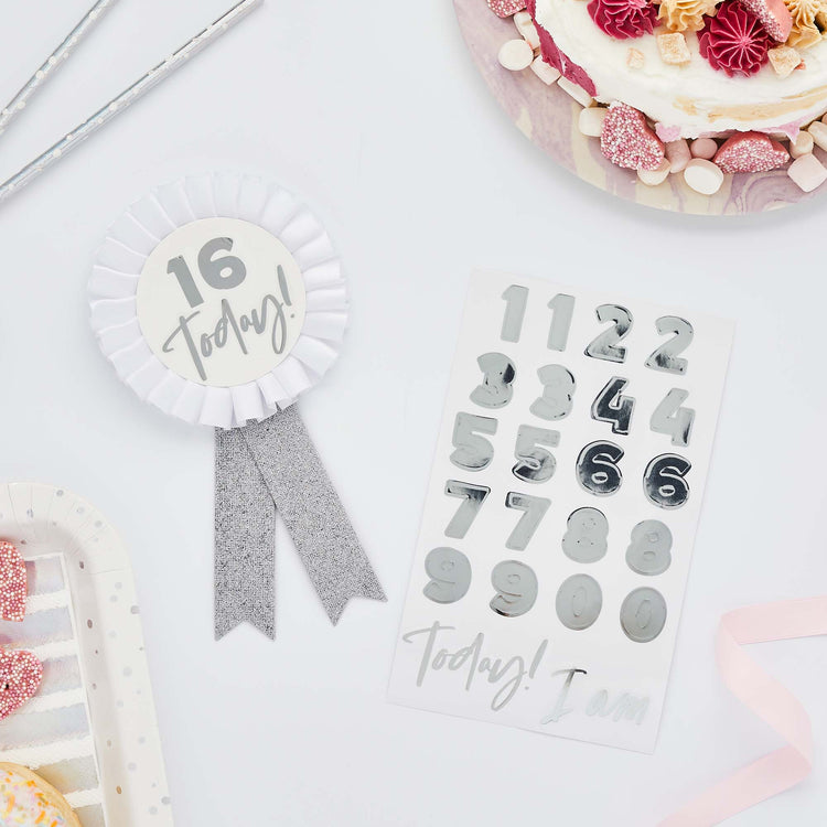 Metallic Mix Up Silver Customisable Birthday Badge