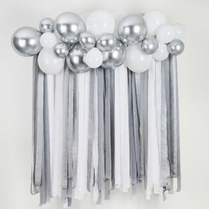 Metallic Mix Up Silver Metallic Balloon & Streamer Backdrop Kit