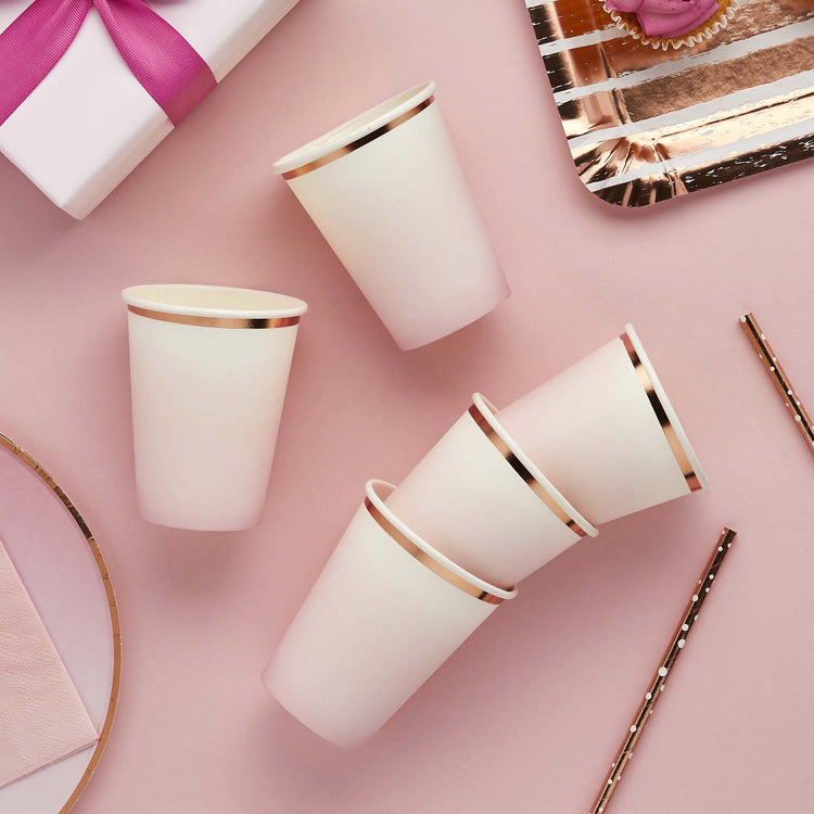 Ombre Metallic Rose Gold & Pink Ombre 250ml Paper Cups
