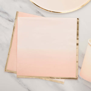 Ombre Metallic Gold & Peach Ombre Lunch Napkins