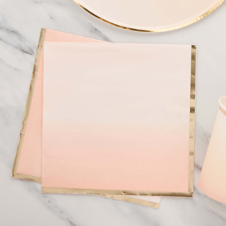 Ombre Metallic Gold & Peach Ombre Lunch Napkins