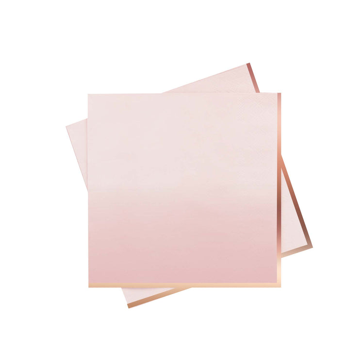 Ombre Metallic Rose Gold & Pink Ombre Lunch Napkins