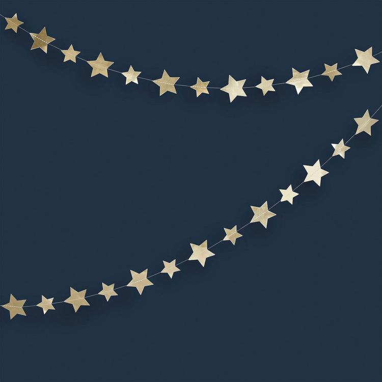 New Years Eve Gold Star Card Garland 4m