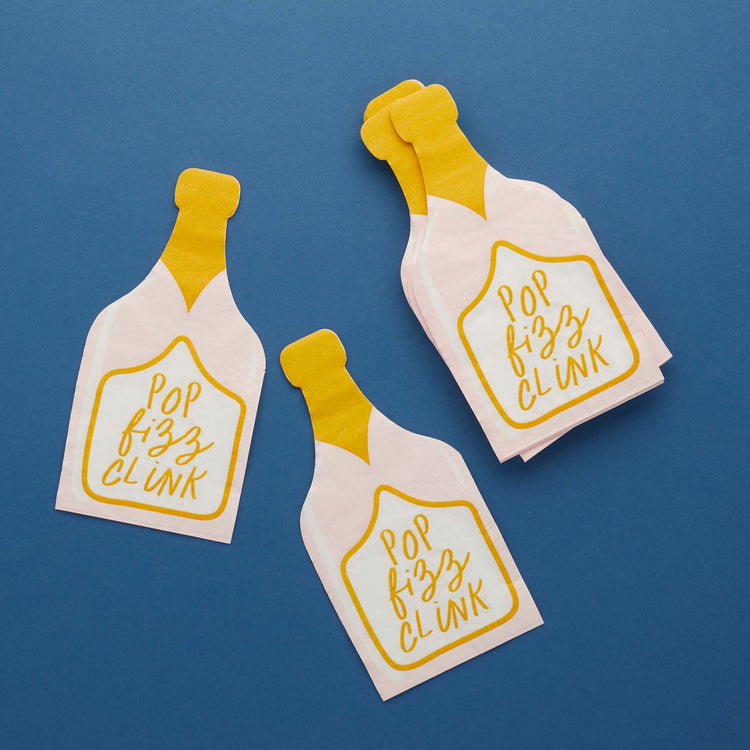 New Years Eve Champagne Bottle Shaped Napkins