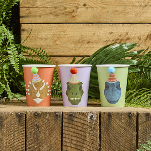 Party Dinosaurs Pom Pom 250ml Paper Cups