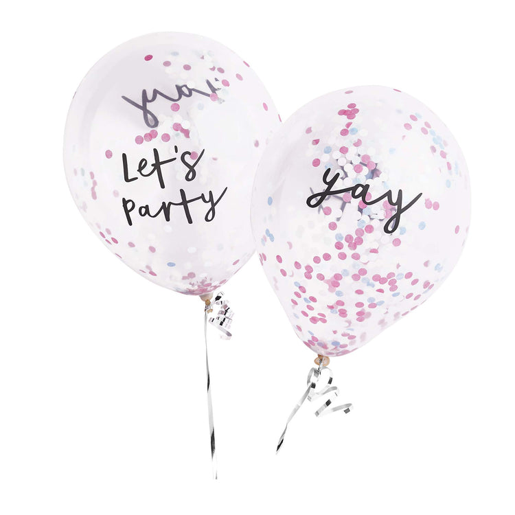 Pastel Pop Lets Party & Yay Confetti 30cm Latex Balloons
