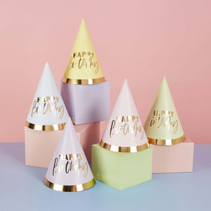 Pastel Party Happy Birthday Party Hats