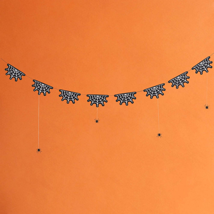 Spell Yeah! Cobweb Card Garland With Hanging Spiders 2m
