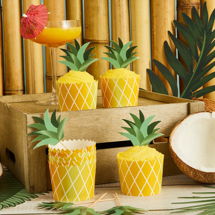 Aloha! Tropical Pineapple Food Picks & Food Cups Set