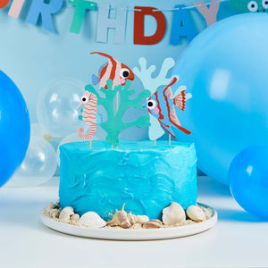 Whale Of A Time Fish & Coral Card Cake Topper Set