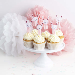 Baby Shower Pink Bunny Tassel Cake Picks