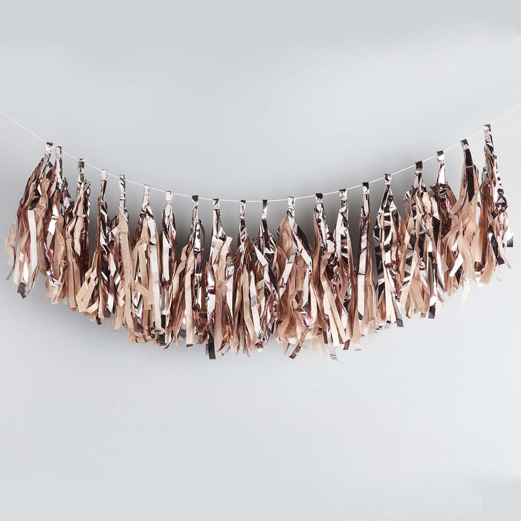 Metallic Mix Up Rose Gold Tassel Garland 2m