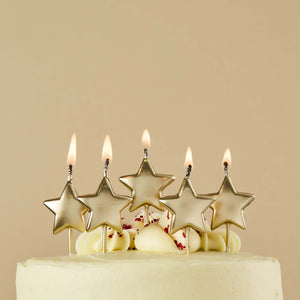 Metallic Mix Up Star Candles - Gold