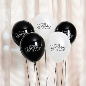 Monochrome Party Monochrome Happy Birthday 30cm Latex Balloons