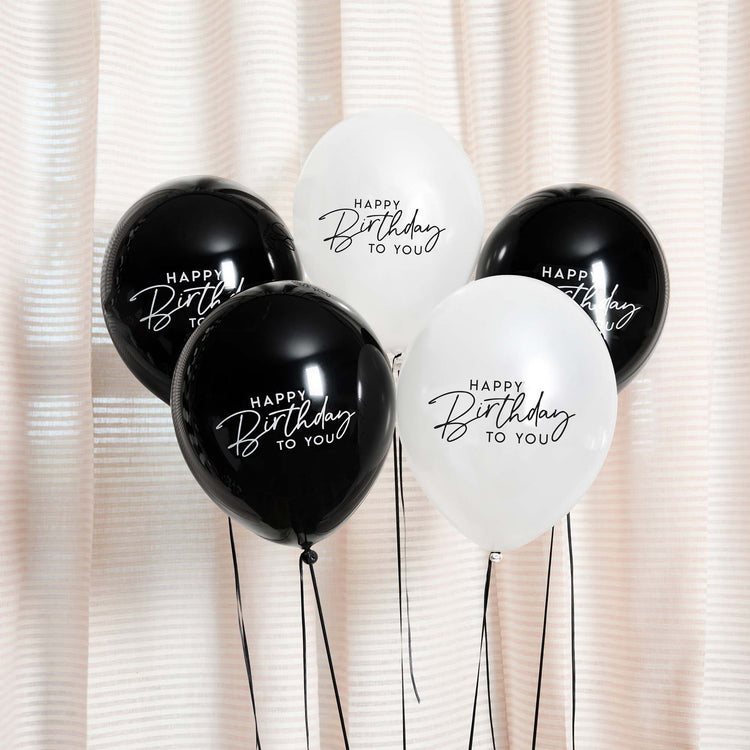 Monochrome Party Monochrome Happy Birthday 30cm Latex Balloons