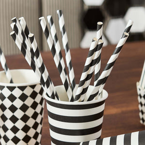 Monochrome Party Monochrome Striped Paper Straws