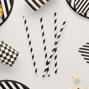 Monochrome Party Monochrome Striped Paper Straws