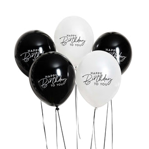 Monochrome Party Monochrome Happy Birthday 30cm Latex Balloons