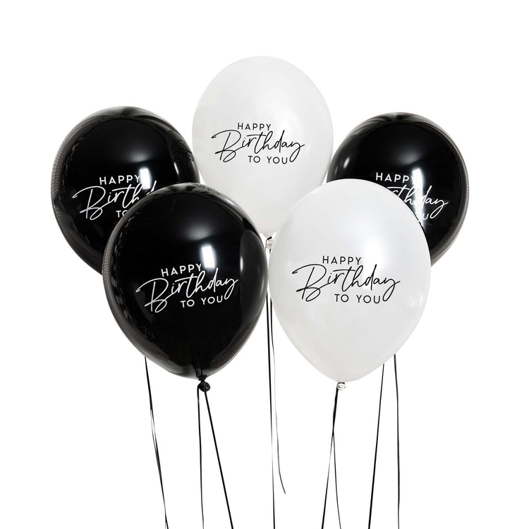 Monochrome Party Monochrome Happy Birthday 30cm Latex Balloons