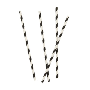 Monochrome Party Monochrome Striped Paper Straws