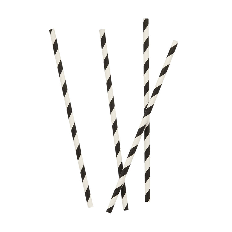 Monochrome Party Monochrome Striped Paper Straws