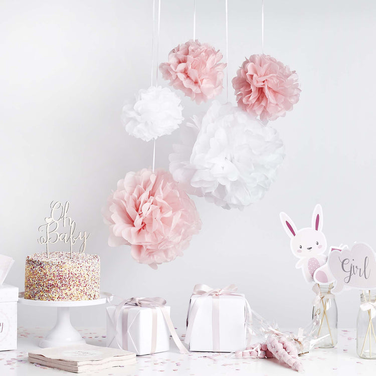 Baby Shower Pink Hanging Cloud Decorations
