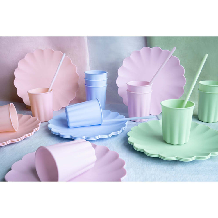 Solid Colour Plastic Reusable Straws Light Blue