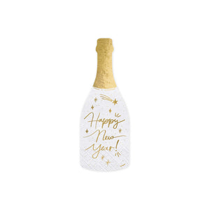 Happy New Year Champagne Bottle Shaped Napkins