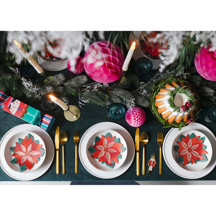Classic Christmas Poinsettia Shaped Napkins