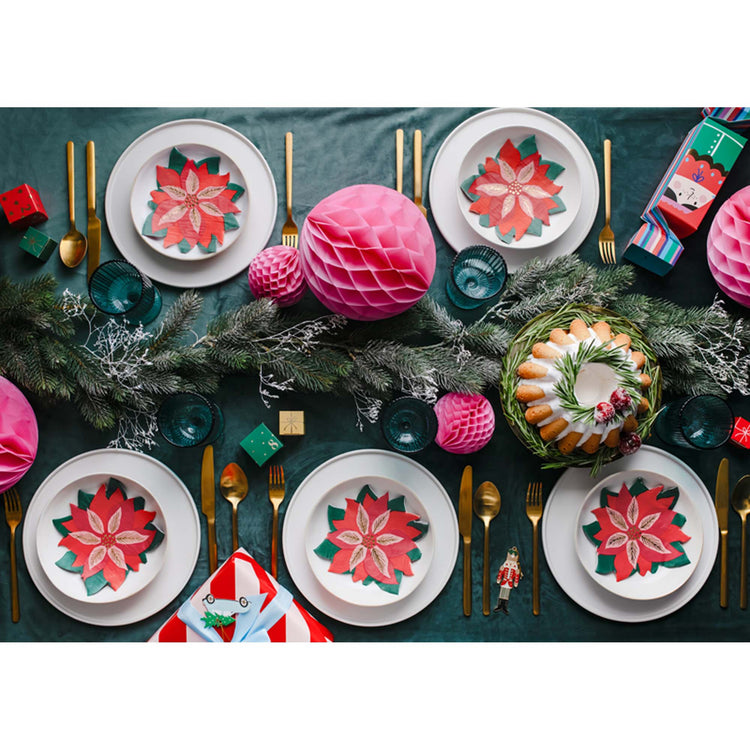 Classic Christmas Poinsettia Shaped Napkins