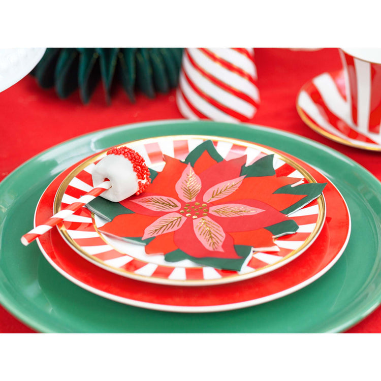 Classic Christmas Poinsettia Shaped Napkins