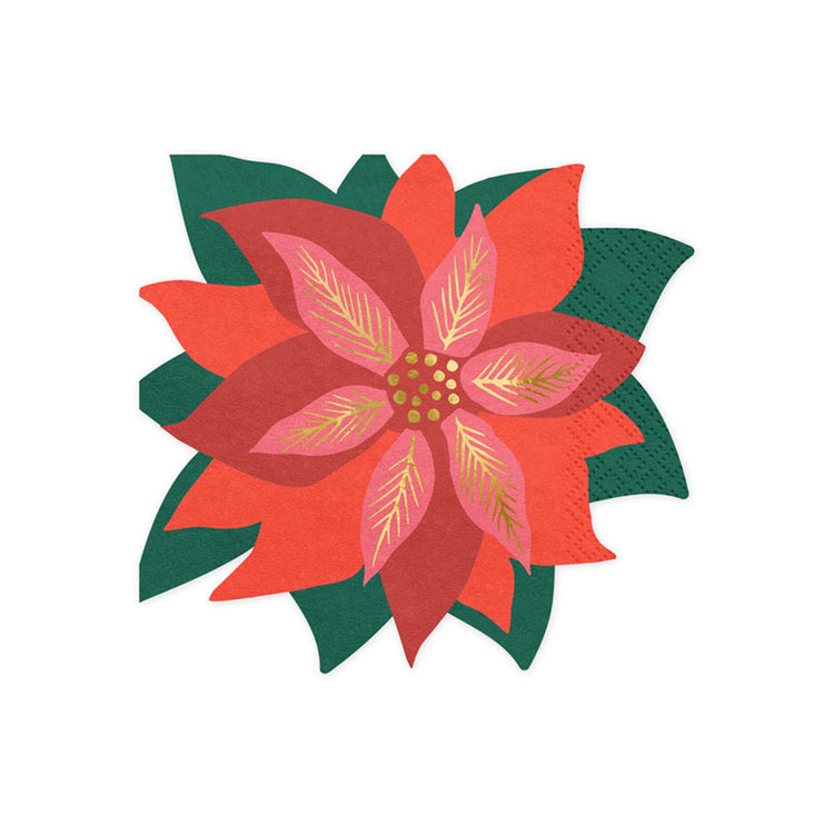 Classic Christmas Poinsettia Shaped Napkins