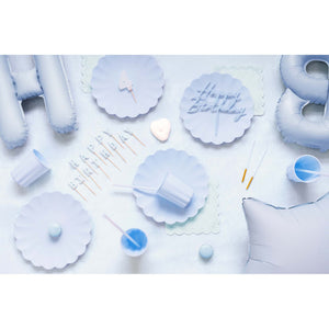 Solid Colour Ruffled Lunch Napkins Light Blue