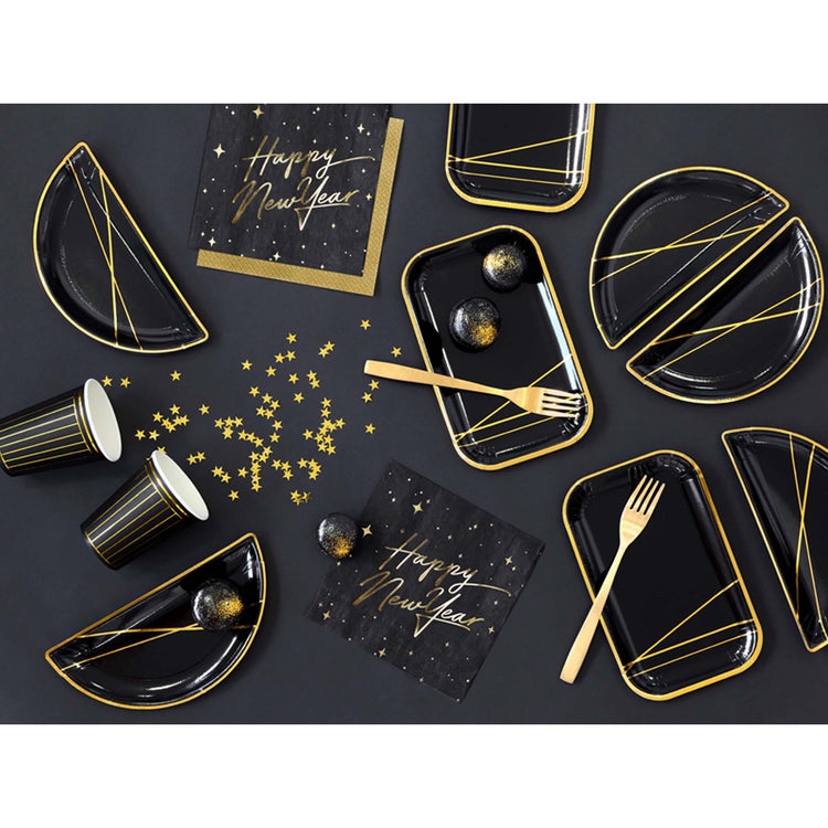 Happy New Year Black Lunch Napkins