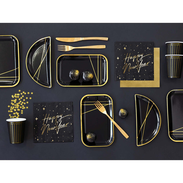 Happy New Year Black Lunch Napkins