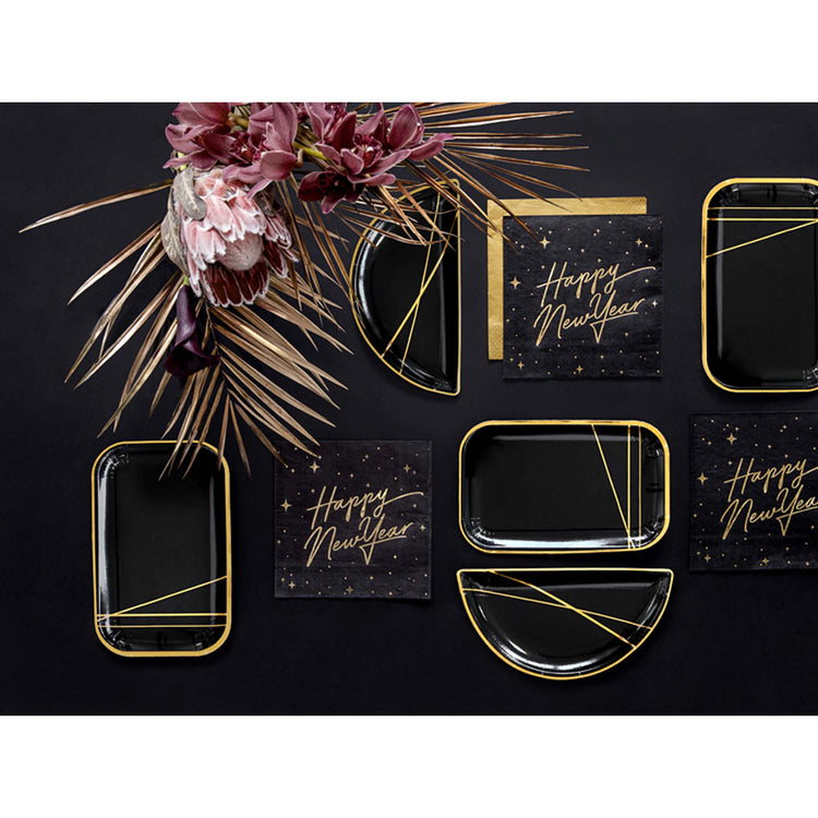 Happy New Year Black Lunch Napkins