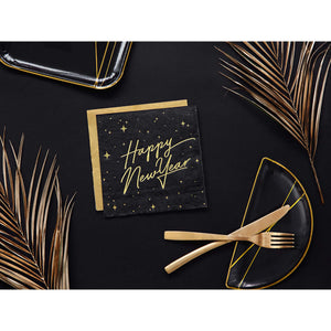 Happy New Year Black Lunch Napkins