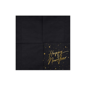 Happy New Year Black Lunch Napkins