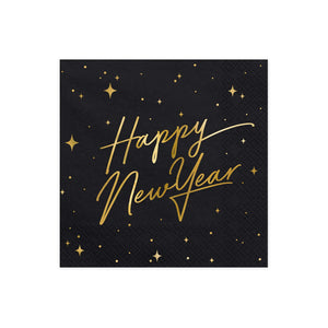 Happy New Year Black Lunch Napkins