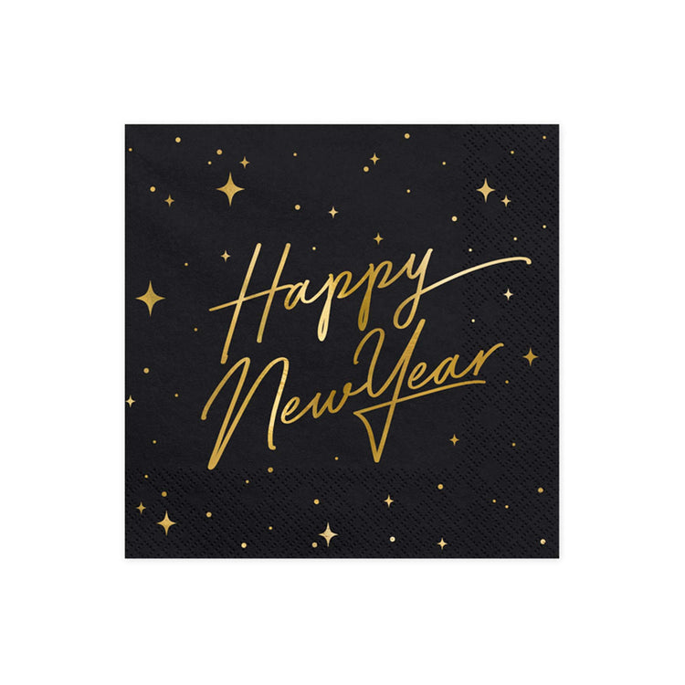 Happy New Year Black Lunch Napkins