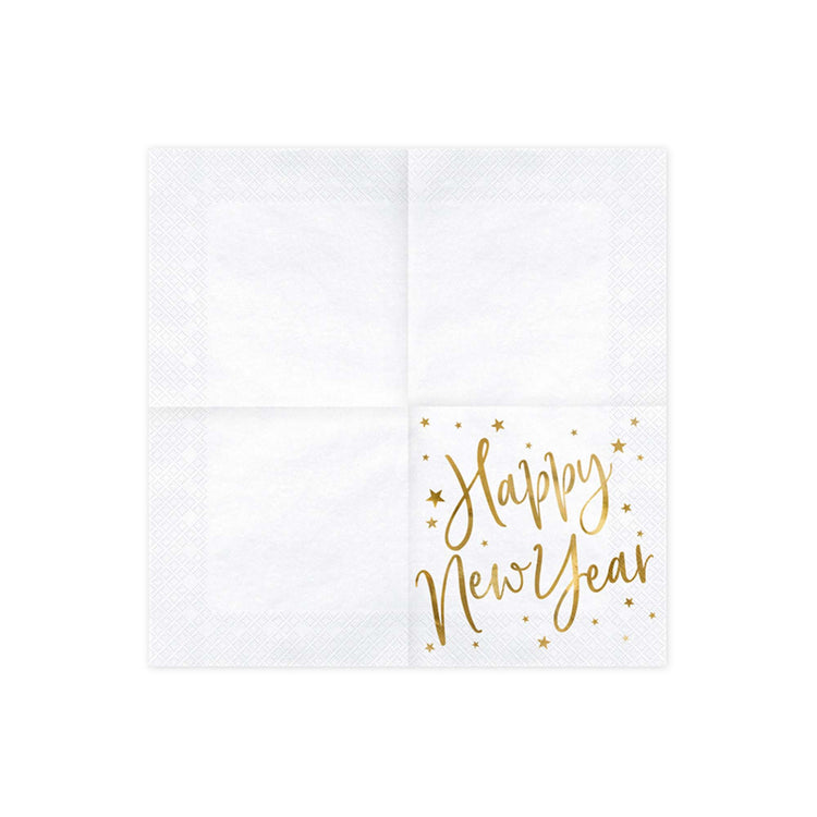 Happy New Year White Lunch Napkins