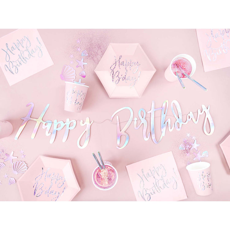 Happy Birthday Pink Holographic Lunch Napkins