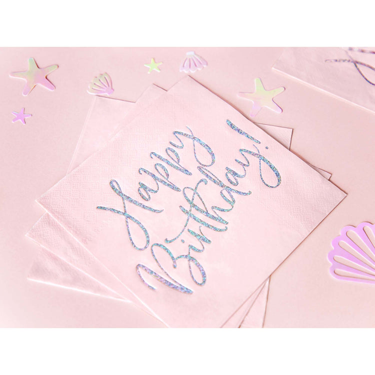 Happy Birthday Pink Holographic Lunch Napkins