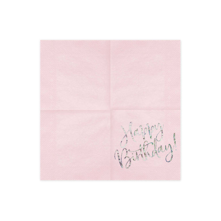 Happy Birthday Pink Holographic Lunch Napkins
