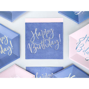 Happy Birthday Blue Holographic Lunch Napkins