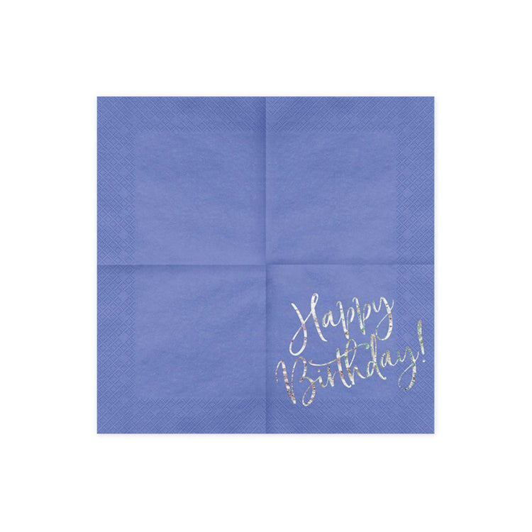 Happy Birthday Blue Holographic Lunch Napkins