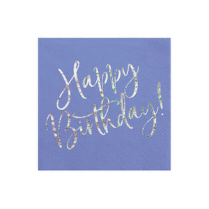 Happy Birthday Blue Holographic Lunch Napkins