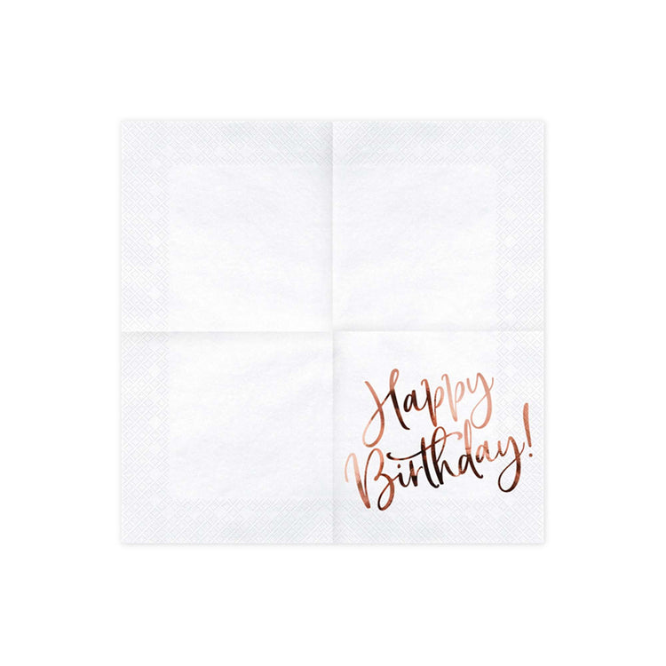 Happy Birthday Rose Gold Lunch Napkins